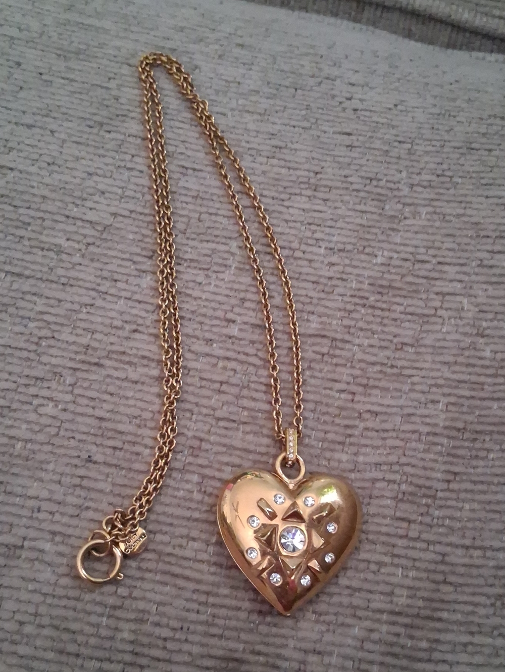 Juicy Couture Gold Heart Pendant Necklace with Crystal Accents